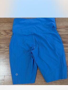 lululemon Light Blue Ribbed High-Waist Biker Shorts